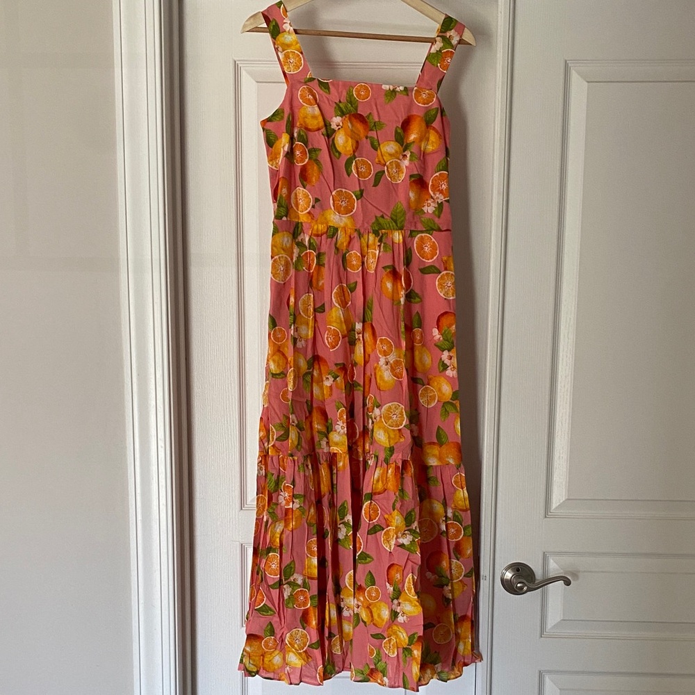 Talbots Pink and Orange Floral Maxi Dress